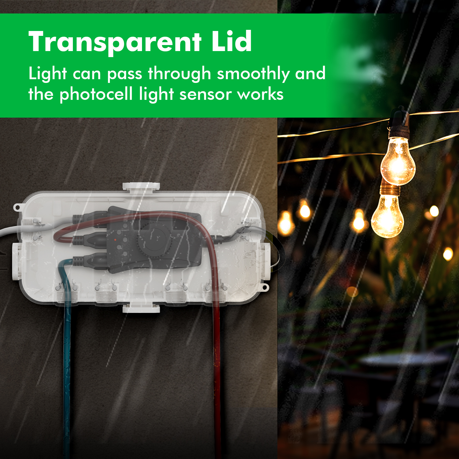 Outdoor Power With Timer - Waterproof Outdoor Electrical Box with Clear