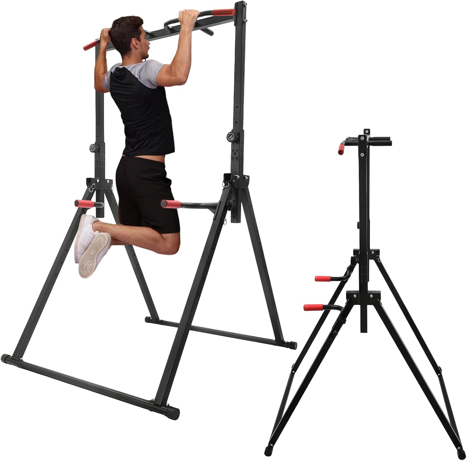 Outdoor Power Tower Pull Up Bar - Foldable Power Tower Dip Station Pull