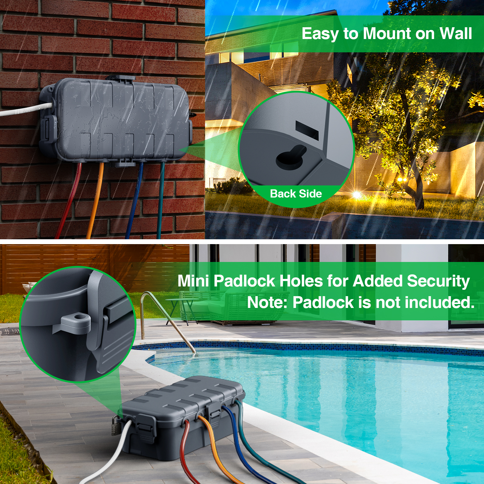 Outdoor Power Lead Cover - Medium IP54 Waterproof Electrical Box Outdoor