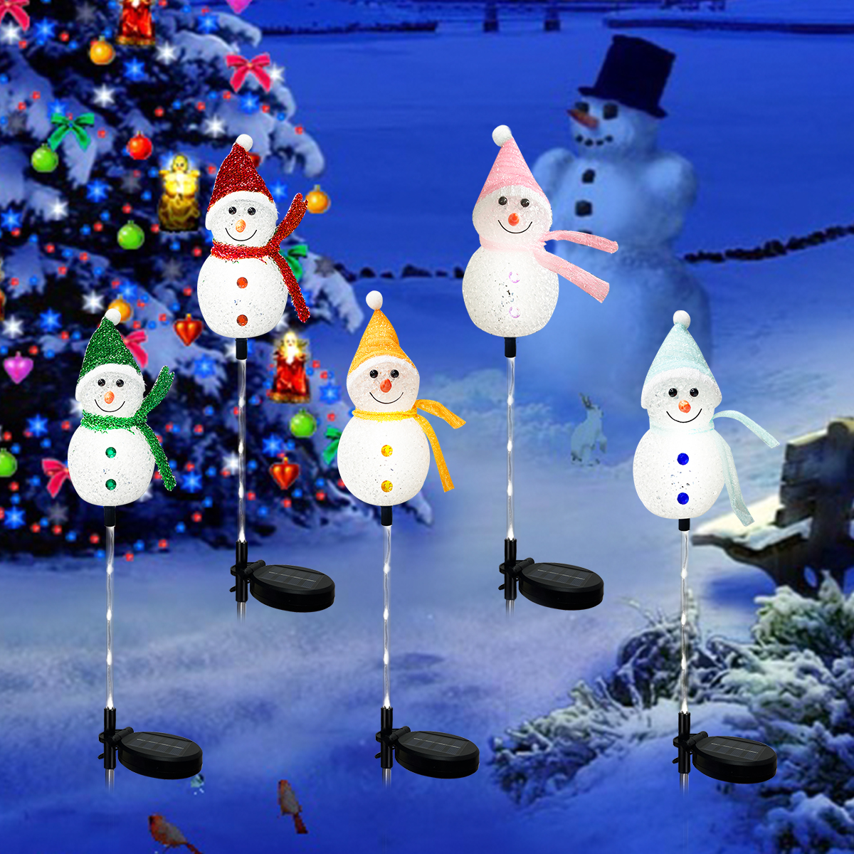 Outdoor Power For Xmas Lights - 1PC Solar Powered Christmas Snowman Lawn