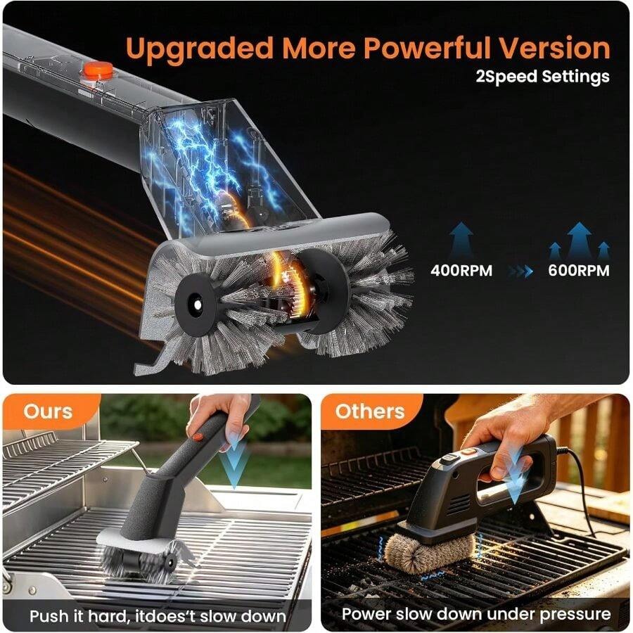 BBQ Grill Brush, 2600mAh 2-Spe - Outdoor Power Brush ulasan dan harga