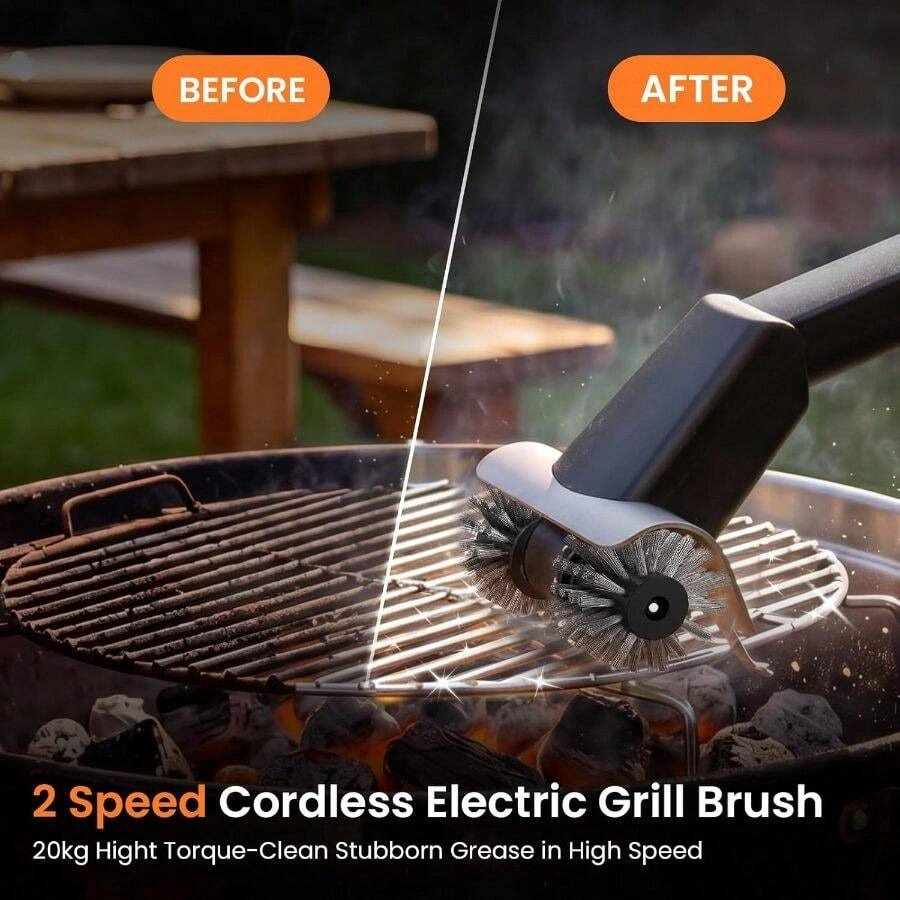 BBQ Grill Brush, 2600mAh 2-Spe - Outdoor Power Brush ulasan dan harga