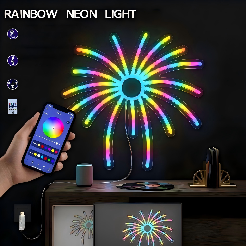 RGB Fireworks Neon Sign LED Li - Outdoor Power For Xmas Lights ulasan dan harga