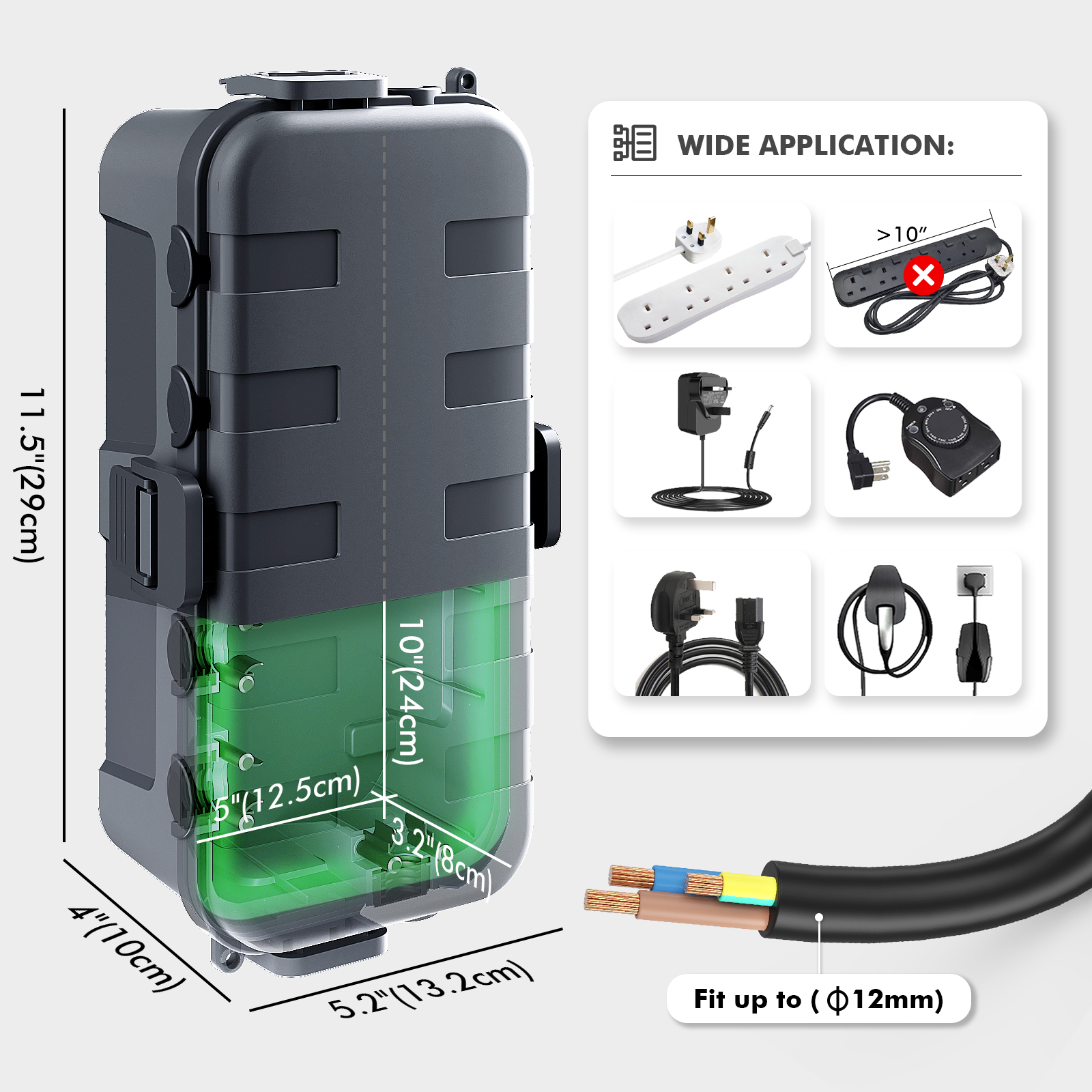 3PCS Outdoor Extension Cord Co - Outdoor Power With Timer ulasan dan harga