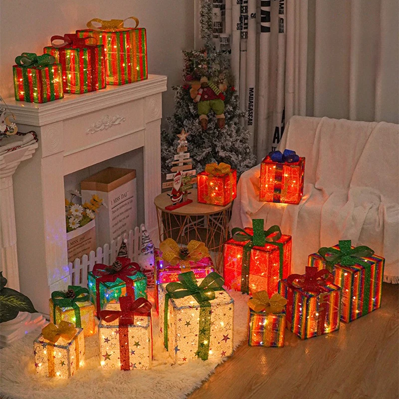 3Pcs/Set LED Christmas Gift Bo - Outdoor Power For Xmas Lights ulasan dan harga