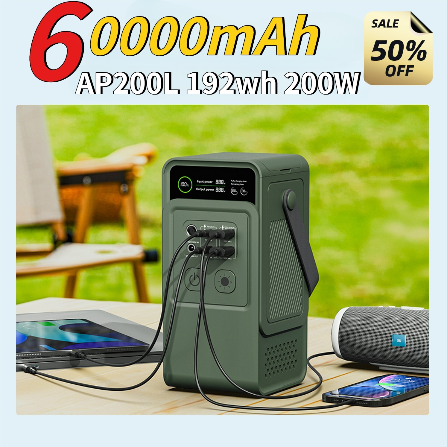60000mAh 200W 192Wh Camping Po - Outdoor Power Generator ulasan dan harga