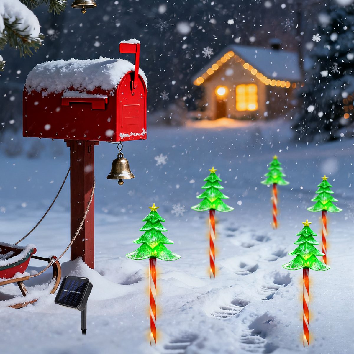Pop 5pcs/set LED Xmas Tree Dec - Outdoor Power For Xmas Lights ulasan dan harga