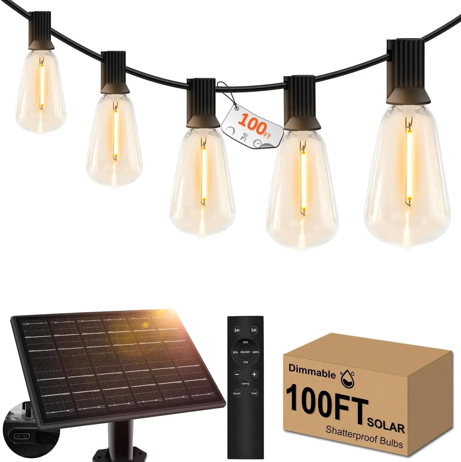 Solar Outdoor String Lights Re - Outdoor Power With Timer ulasan dan harga