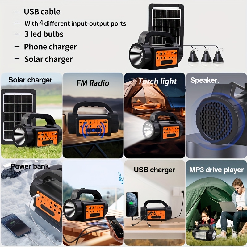 Solar Rechargeable Camping Lig - Outdoor Power Brush ulasan dan harga