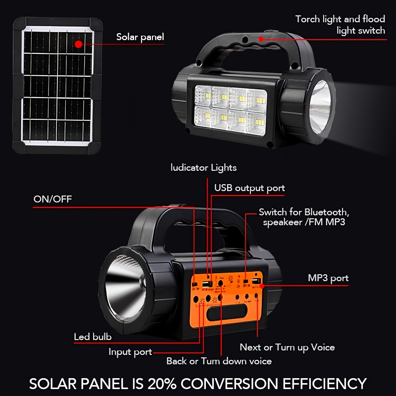 Solar Rechargeable Camping Lig - Outdoor Power Brush ulasan dan harga