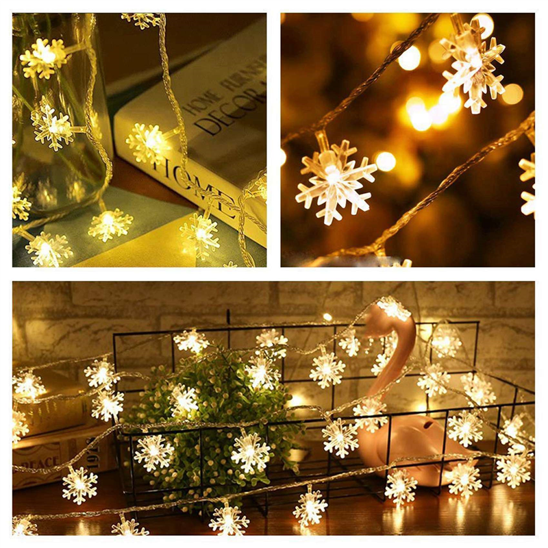 3X 20LED Snowflake String Ligh - Outdoor Power For Xmas Lights ulasan dan harga