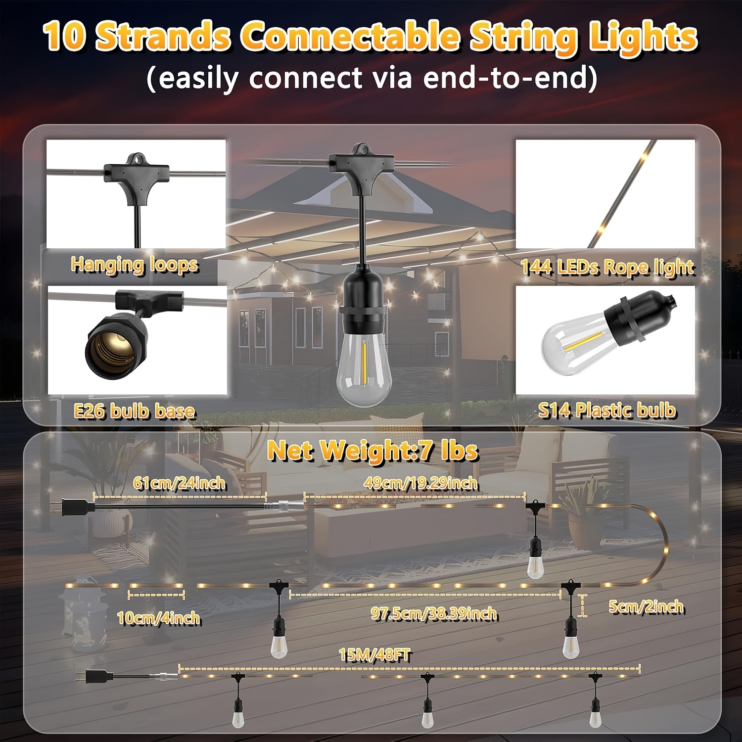 BEATINEON Outdoor String Light - Outdoor Power Vac ulasan dan harga