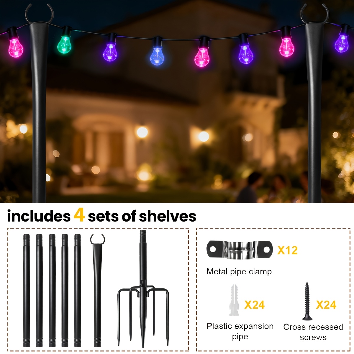 Pack of Four Sturdy Metal Pole - Outdoor Power Vac ulasan dan harga