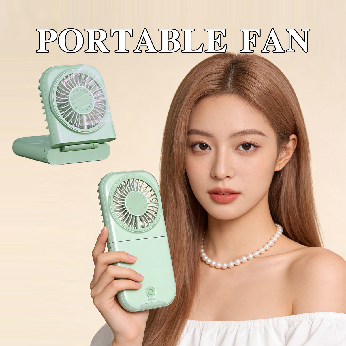 Foldable Handheld Desktop Fan  - Outdoor Power With Timer ulasan dan harga