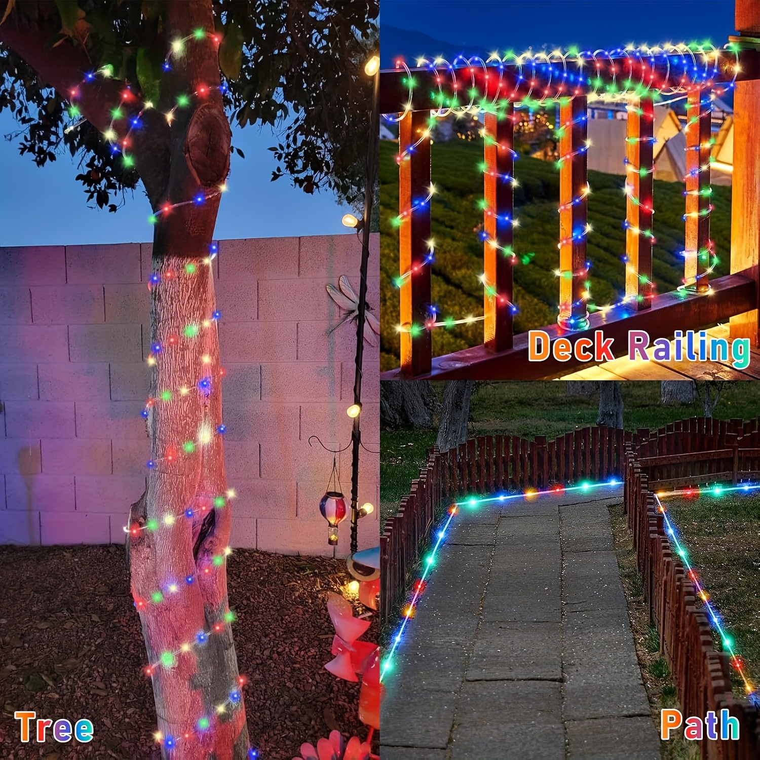 Solar Rope Light 8 Mode Waterp - Outdoor Power For Xmas Lights ulasan dan harga